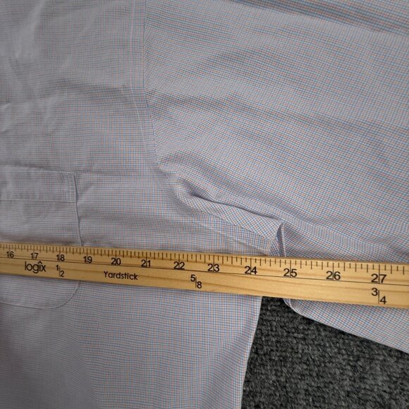Brooks Brothers Orange Blue Check Non Iron Button Up Long Sleeve 17 34 Regent - Picture 6 of 13